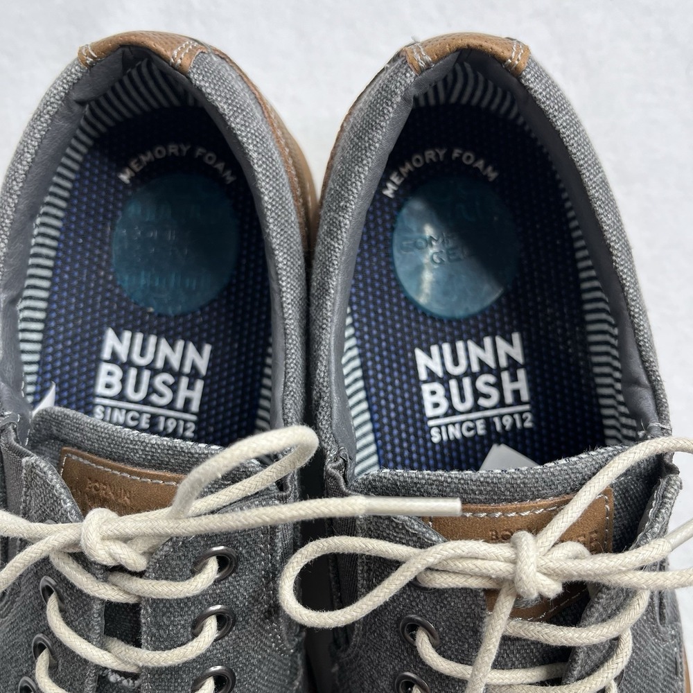 Nunn Bush Men's 9.5 Barklay Canvas Plain‎ Toe Oxford Lace Up Navy Multi Blue - Picture 9 of 12